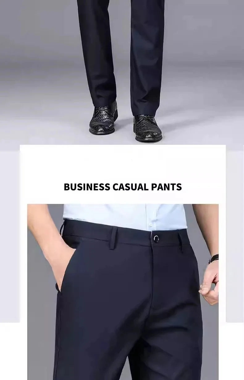 TRAF Autumn And Winter Thick Men's Fashion Comfortable Casual Long Pants Four-Sided Elastic Pants Loose Straight Leg Suit Pants