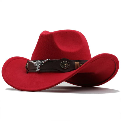 Nouveau chapeau de Cowboy occidental à bord roulé casquette de Cowgirl Cowboy Jazz Fedora chapeaux casquette en feutre avec bande de vache pour femmes hommes enfants