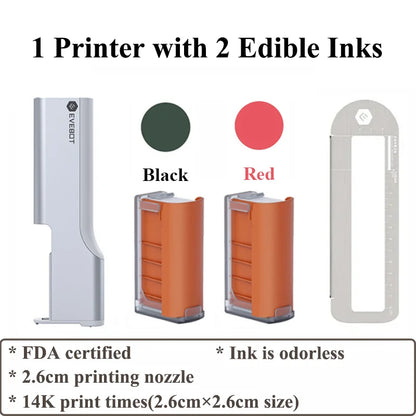 Evebot Food-grade Portable PrintPen Handheld Inkjet Printer Specifically for Food Surfaces Perfect for Coffee Macaron Cakes
