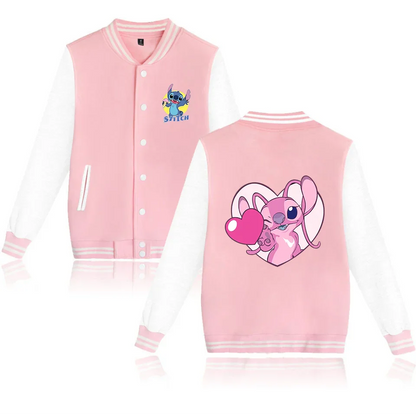 Lilo Stitch Blouson Baseball Hommes Femmes Hip Hop Harajuku Vestes Streetwear Enfants Garçons Filles Manteaux Collège Amples