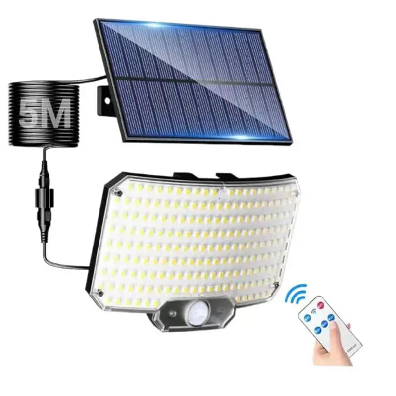 Lumière solaire extérieure Super lumineuse capteur de mouvement solaire forte puissance LED applique murale de jardin IP65 étanche 3 modes de fonctionnement