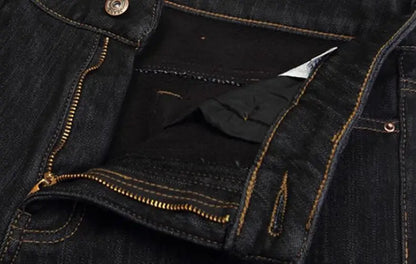 Men's Flared Jeans For Winter Thick Mid High Waist Slim Bell-bottoms Pants Elastic Fared Denim Trousers Size 26-40