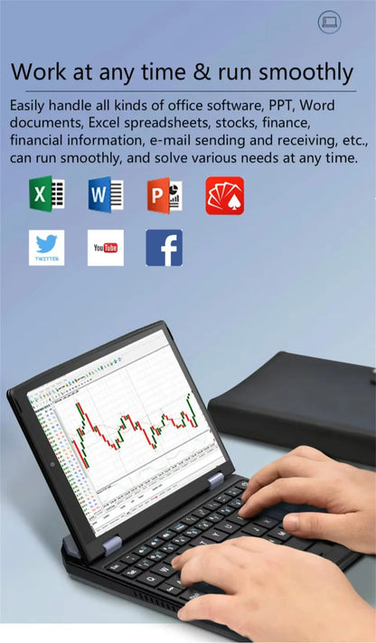 7 Inch Mini Laptop 16G 1TB N95 Notebook IPS Touch Screen Portable Netbook Win 11 Pro Mini PC Micro Computer Bluetooth 4.2