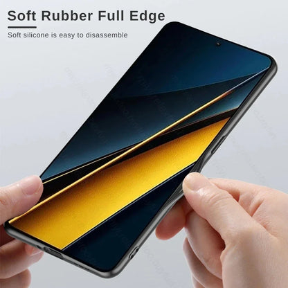 Case for Poco X6 Pro TPU Soft Frame Sheepskin Leather Back Coque for Poco X6Pro Cover Camera Protect Shockproof Protection Shell