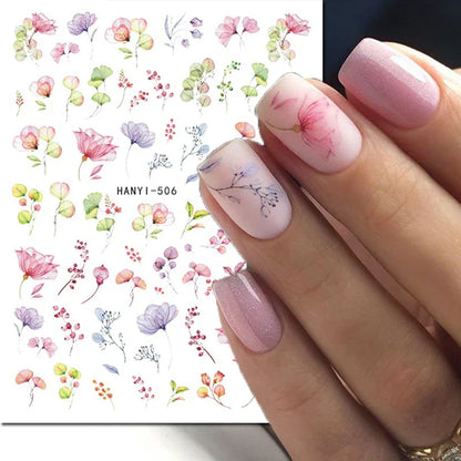 3d Nail Art Stickers Winter Autumn Golden Leaves Red Roses Flowers Decals For Nails Decoration Manicure Salon Beauty