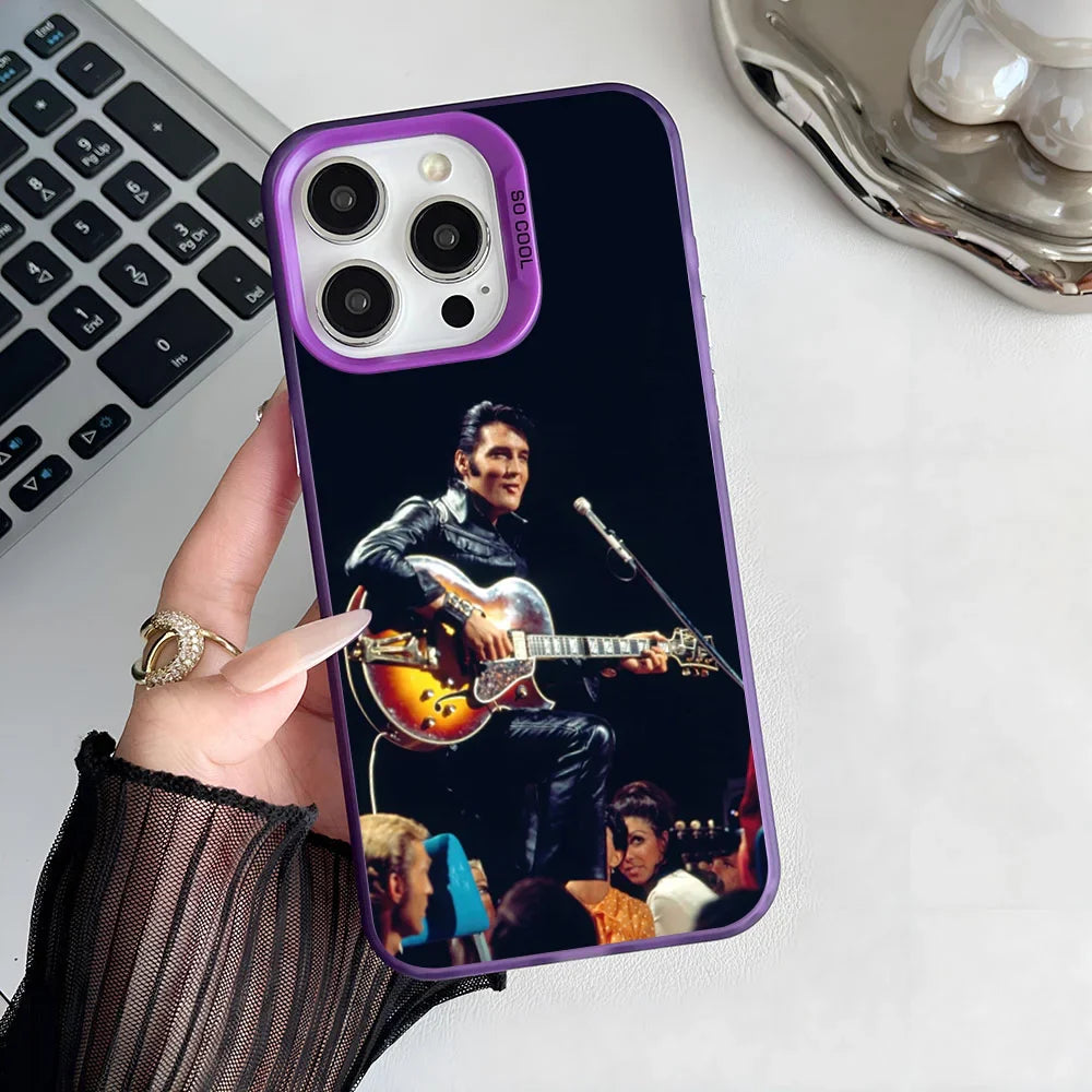 Epc Super Cool E-Elvis Presley Phone Case IMD Phone Case For IPhone 16 15 14 13 12 11 Pro Max Plus Color Silver Cover