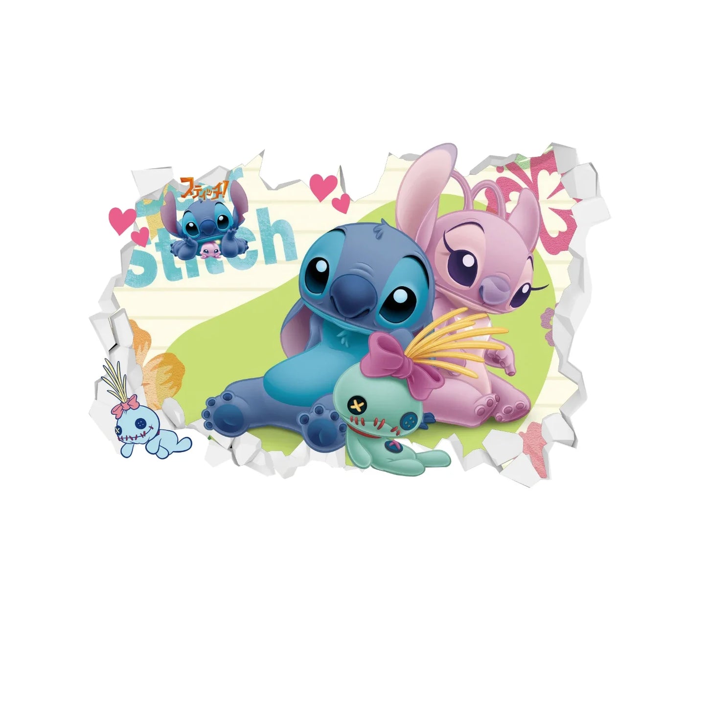 Autocollants muraux Lilo & Stitch pour chambres d'enfants, crèche, salon, chambre à coucher, décoration murale, affiche animée