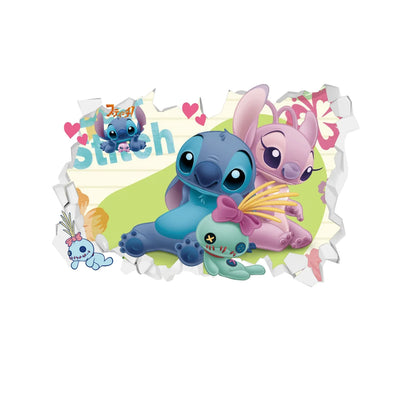 Autocollants muraux Lilo & Stitch pour chambres d'enfants, crèche, salon, chambre à coucher, décoration murale, affiche animée