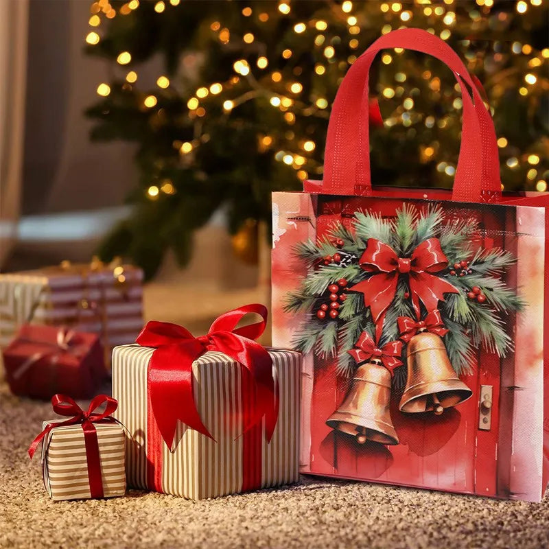 4/8 pièces sac cadeau de noël Santa sac Non tissé décorations de noël pour la maison 2025 cadeaux de noël Navidad Noel sac d'emballage du nouvel an