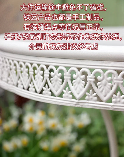 Table d'extérieur en fer européen, balcon de cour, table de terrasse, conception de dentelle, meubles de jardin, décoration de la maison, petite table basse