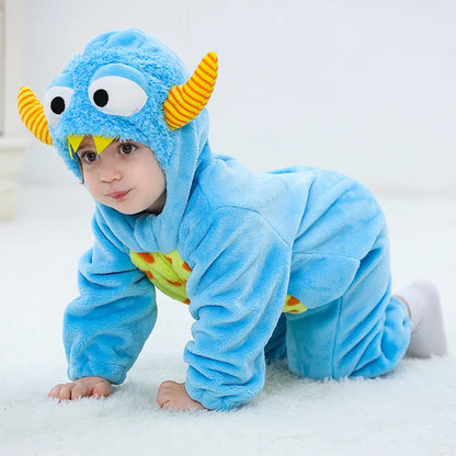 Adorable Infant Dinosaur Costume Cozy Fleece Hooded Romper Halloween  Toddler Jumpsuit for Winter Warmth