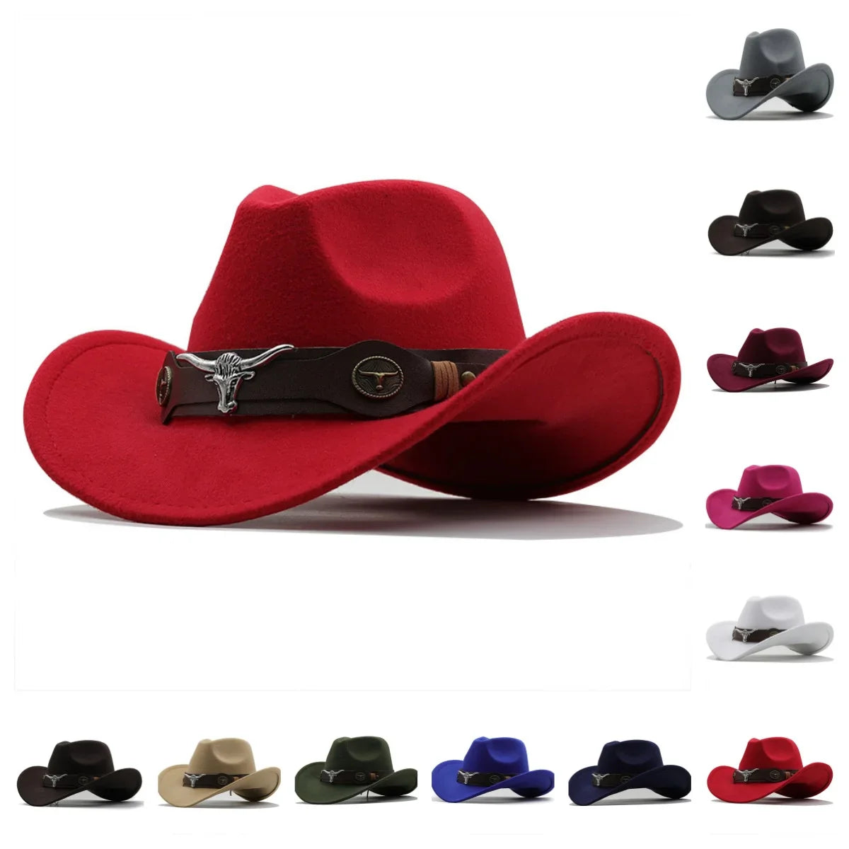 Nouveau chapeau de Cowboy occidental à bord roulé casquette de Cowgirl Cowboy Jazz Fedora chapeaux casquette en feutre avec bande de vache pour femmes hommes enfants