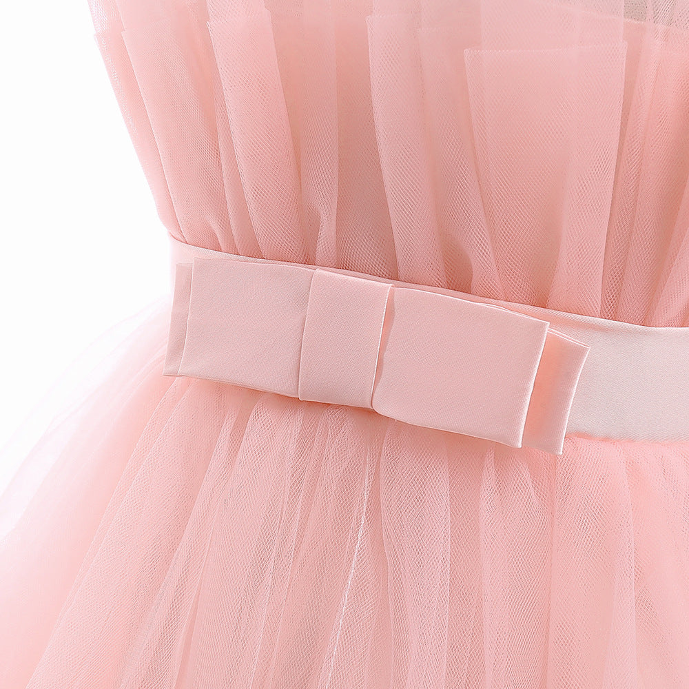 Formal evening gowns for children, elegant evening dresses for girls, with train, detachable princess dress