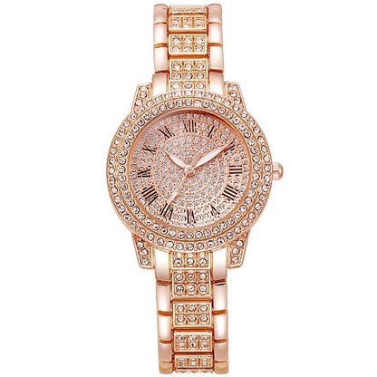 Montre-bracelet à quartz décontractée pour femmes, ensemble de 6 pièces, cadran romain, design de marque de luxe, montre pour femmes