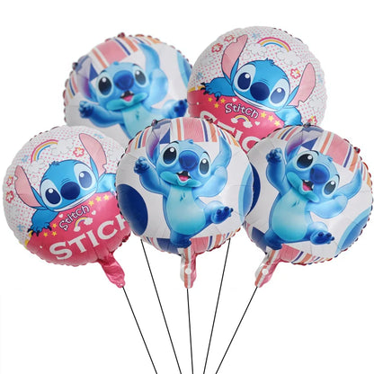 5Pcs Lilo&Stitch 18in Round Ballon Set Party Supplies Kid Birthday DIY Party Decoration Foil Inflate Helium Globos Scene Layout