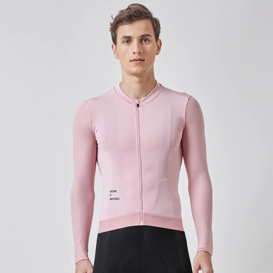 SPEXCEL nouveau maillot de cyclisme professionnel à manches longues été tissu léger conception à col bas avec manches en maille légère pour hommes