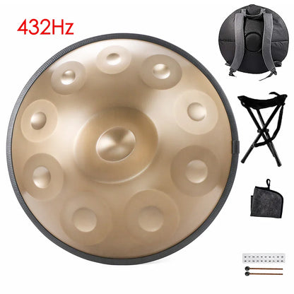 Tambour à main doré 432Hz/440Hz, langue en acier de 22 pouces pour Yoga, méditation, Instrument pour débutant, cadeau 9/10/12/1417 Notes