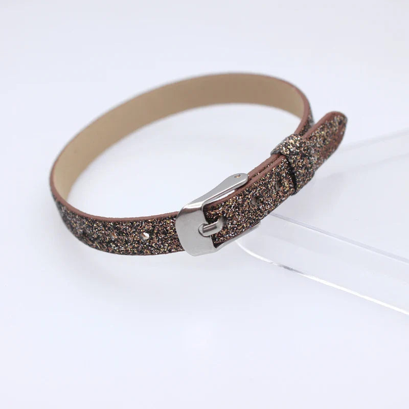 Bracelet à paillettes scintillantes, 8mm de largeur, 21cm de longueur, breloques coulissantes, lettres de l'alphabet, bijoux à bricoler soi-même, cadeau pour femmes et enfants