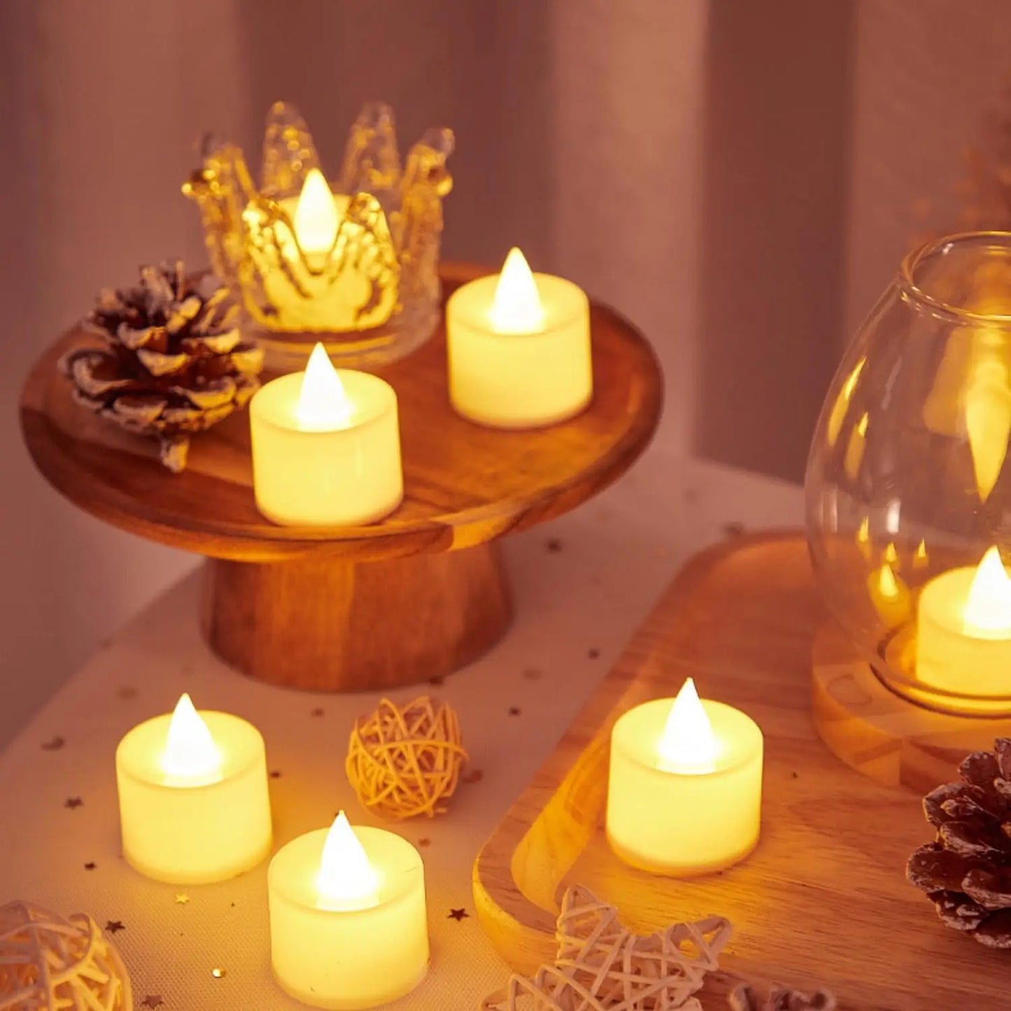 24Pcs Flameless LED Candle Lights Creative Wishing Led Tea Lamp Warm White Halloween Wedding Christmas Decoration Candle Light