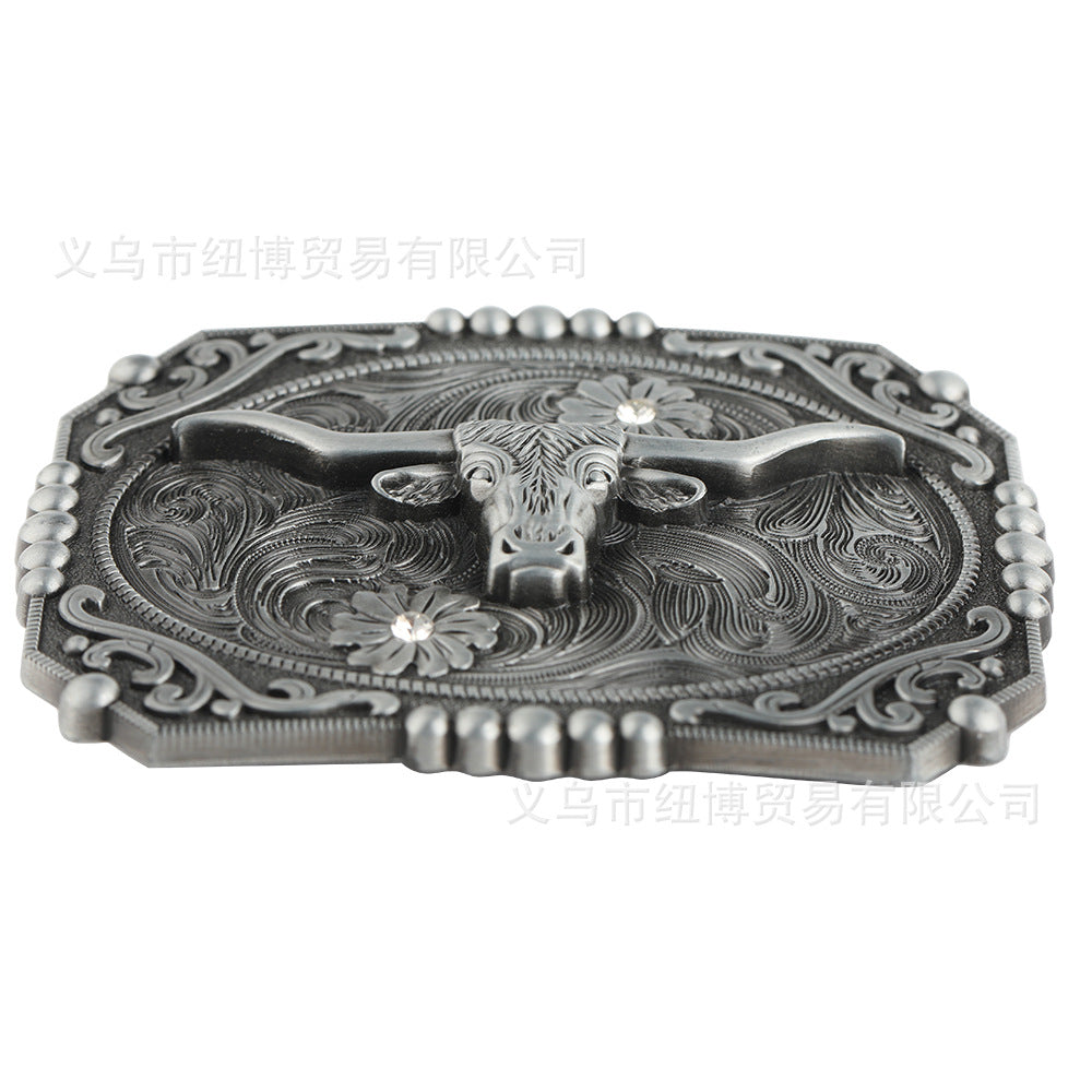 Western Cowhead Pattern Belt Buckle Cowboy Waistband