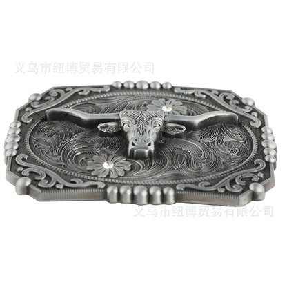 Western Cowhead Pattern Belt Buckle Cowboy Waistband