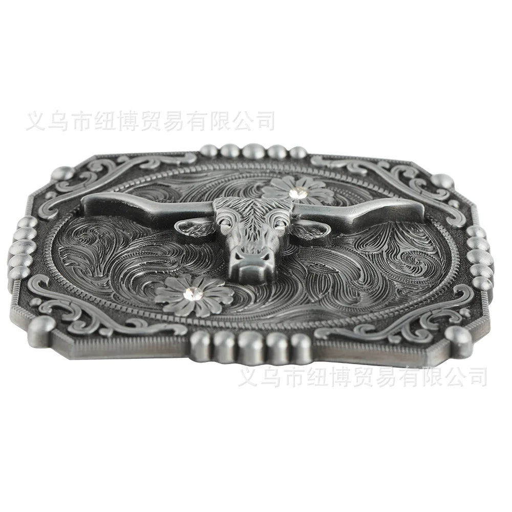 Western Cowhead Pattern Belt Buckle Cowboy Waistband