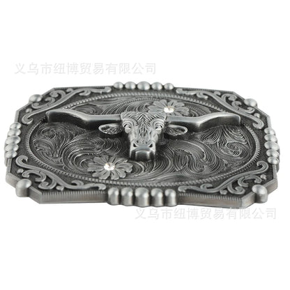 Western Cowhead Pattern Belt Buckle Cowboy Waistband