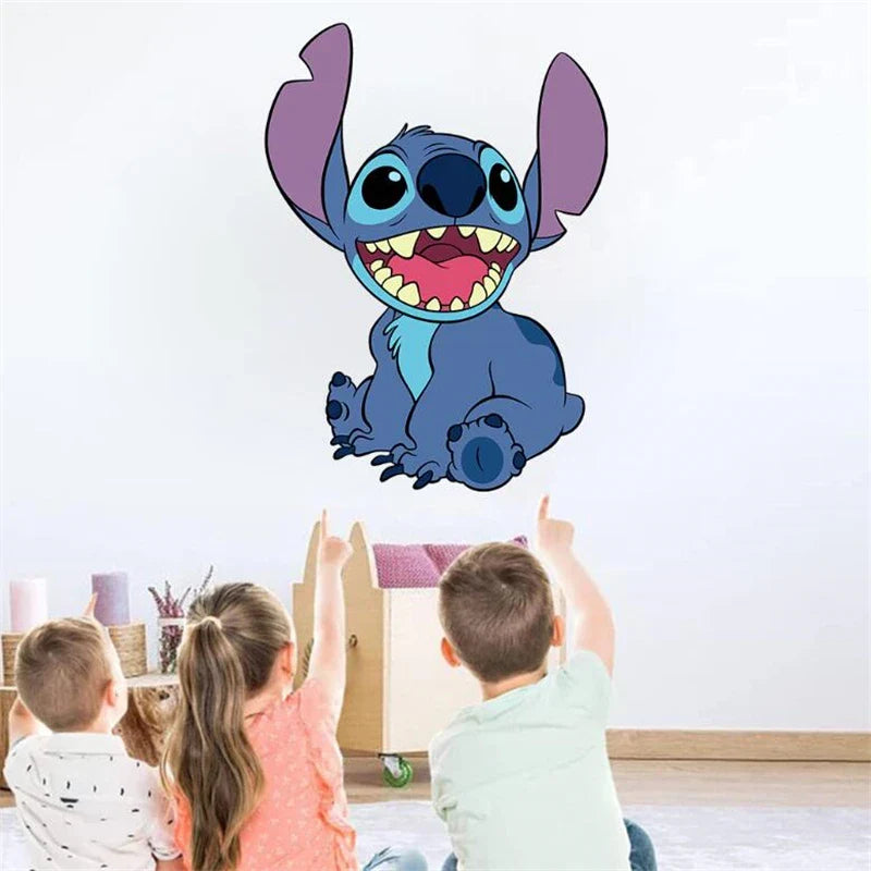 Autocollants muraux Lilo & Stitch pour chambres d'enfants, crèche, salon, chambre à coucher, décoration murale, affiche animée