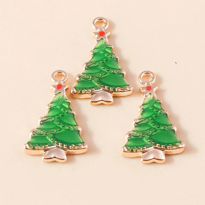 Leslie-Breloques de Noël en émail, arbre flocon de neige, chaussette, cerf, bonhomme de neige, bijoux de bricolage, cadeaux de Noël et du Nouvel An, 10 pièces