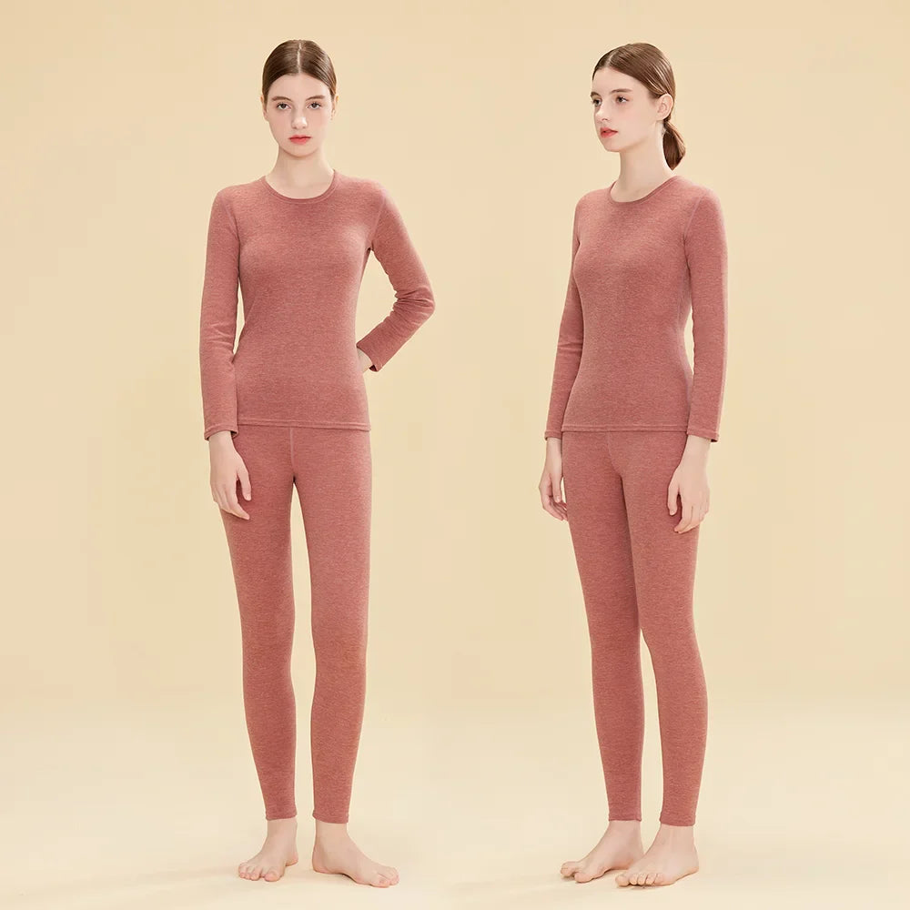 1 ensemble de sous-vêtements thermiques chauds en laine et soie pour femmes, ensembles de vêtements thermiques longs pour l'automne et l'hiver