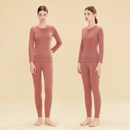 1 ensemble de sous-vêtements thermiques chauds en laine et soie pour femmes, ensembles de vêtements thermiques longs pour l'automne et l'hiver