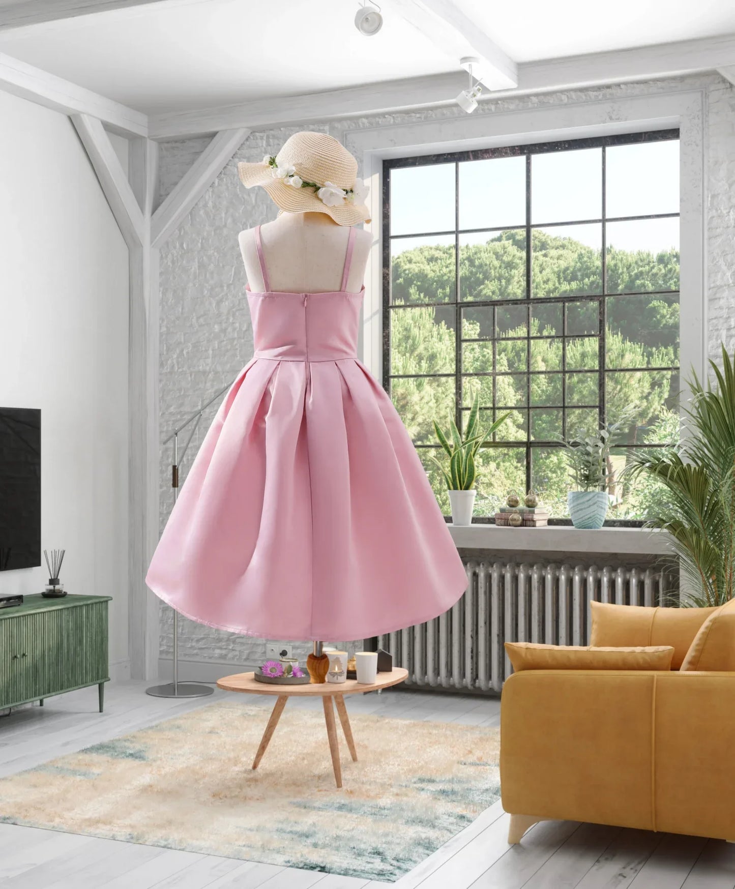 Robe d'été rose pour filles, élégante et douce, sans manches, robe de fête d'anniversaire