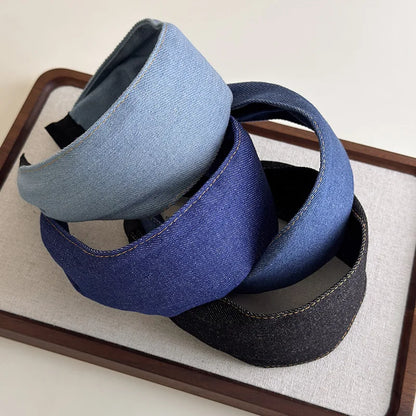 Rétro bleu Cowboy large bord Denim bandeau pour femme tempérament bandeau cheveux cerceau dame mode polyvalent cheveux accessoires nouveau