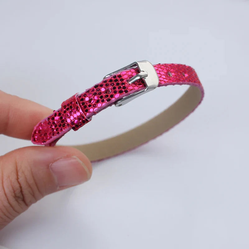 Bracelet à paillettes scintillantes, 8mm de largeur, 21cm de longueur, breloques coulissantes, lettres de l'alphabet, bijoux à bricoler soi-même, cadeau pour femmes et enfants