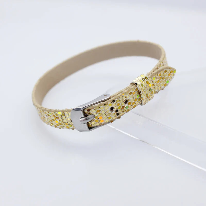 Bracelet à paillettes scintillantes, 8mm de largeur, 21cm de longueur, breloques coulissantes, lettres de l'alphabet, bijoux à bricoler soi-même, cadeau pour femmes et enfants