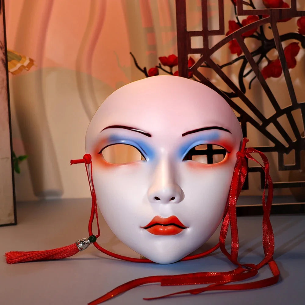 Masque de fête pour adultes, maquillage peint à la main, masque complet de file d'attente de carnaval, mascarade Kabuki pour carnaval Mardi Gras Cosplay