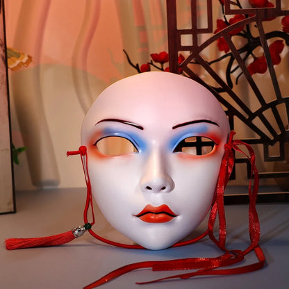 Masque de fête pour adultes, maquillage peint à la main, masque complet de file d'attente de carnaval, mascarade Kabuki pour carnaval Mardi Gras Cosplay