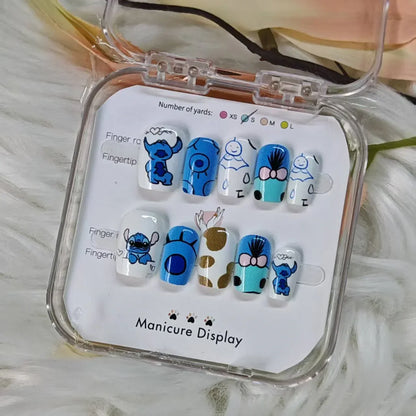 Stitchou Fake Nails Cute Stitchou Press on Nails Easy To Wear Manicure Kids & Adults Fun Colorful Perfect for Daily & Party Looks
