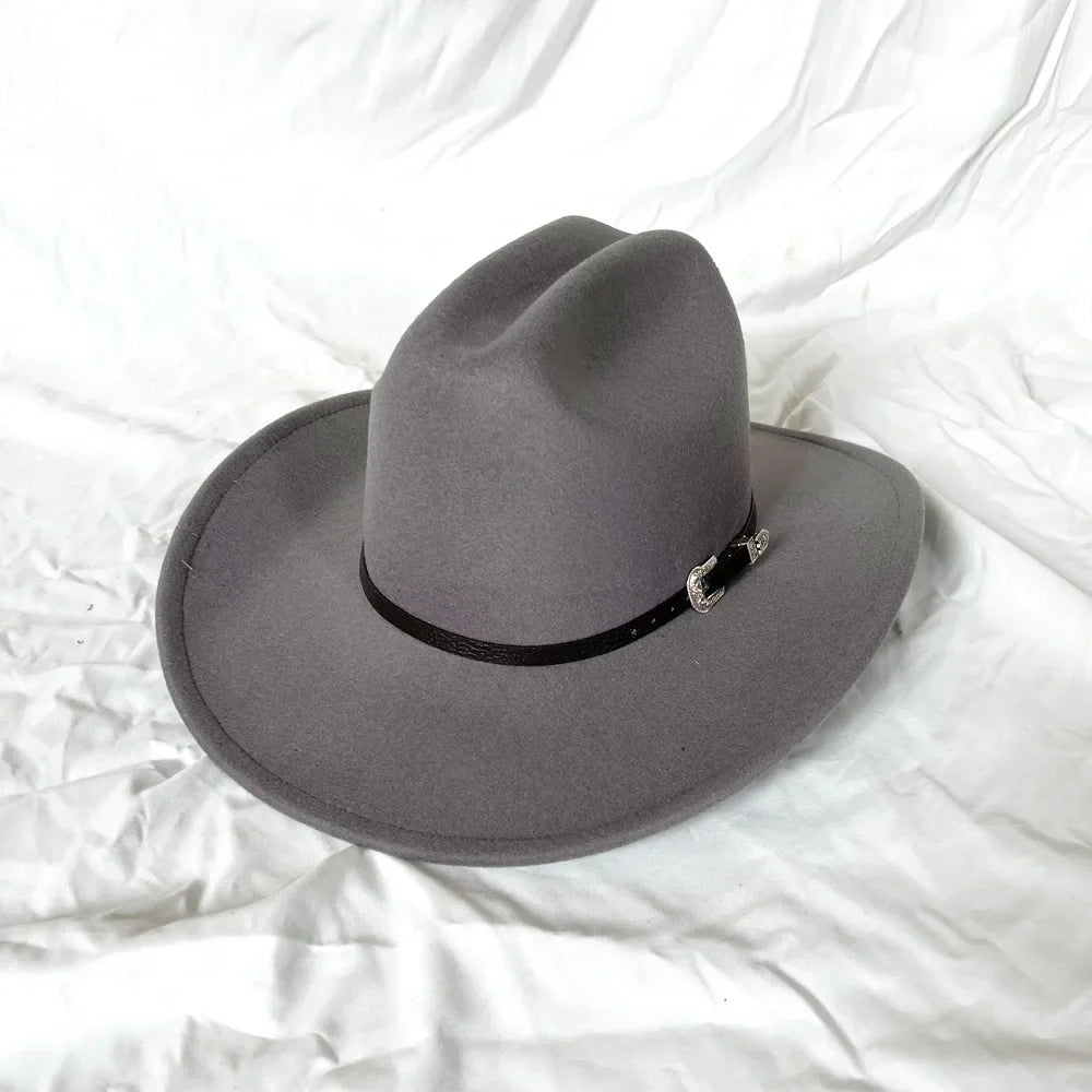 Chapeau de cowboy occidental vintage pour homme, femme, jazz, cowgirl, avec large bord en cuir, cloche, église, Sombrero Hombre