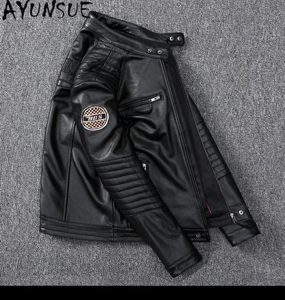 Mens Leather Jacket Autumn Men Clothing Handsome Motorcycle Jackets Two Colors Short Coats Kurtka Męska Skórzana Slim