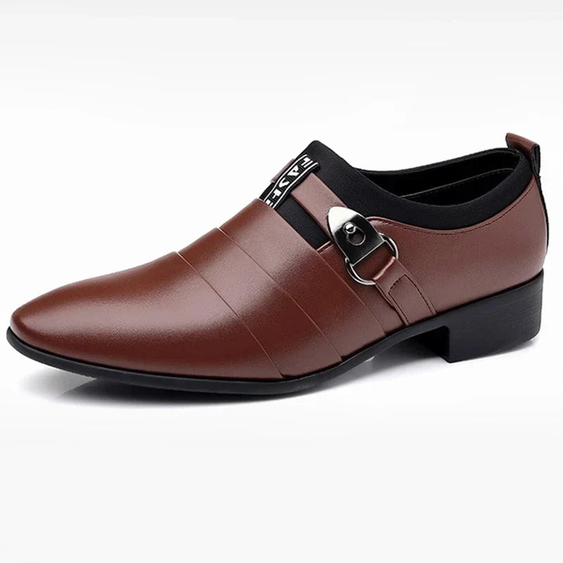 Leather Shoes for Men Slip on Pointed Toe Oxfords Formal Wedding Party Office Business Casual Dress Shoes for Male Social Shoe