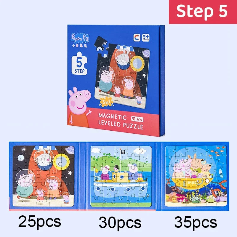 Kawaii Peppa Pig Magnetic Puzzle Children Cute Cartoon Anime Baby Early Education Advanced Magnetic Puzzle Books Toy Girls Gifts