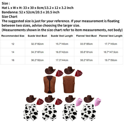 Costume de Cowboy Western pour Enfants, Vêtements d'Équitation, Chapeau Bandana Ouvert sur le Devant, pour Halloween, ixà Thème de Carnaval, Cosplay