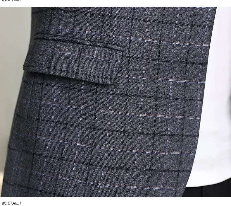Chemise habillée cintrée à carreaux pour homme, coupe ajustée, style occidental, décontractée et tendance.
