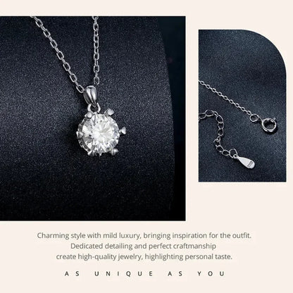 Stunning 1 Carat Moissanite Pendant Necklace | 925 Sterling Silver | Wedding & Bridal Fine Jewelry