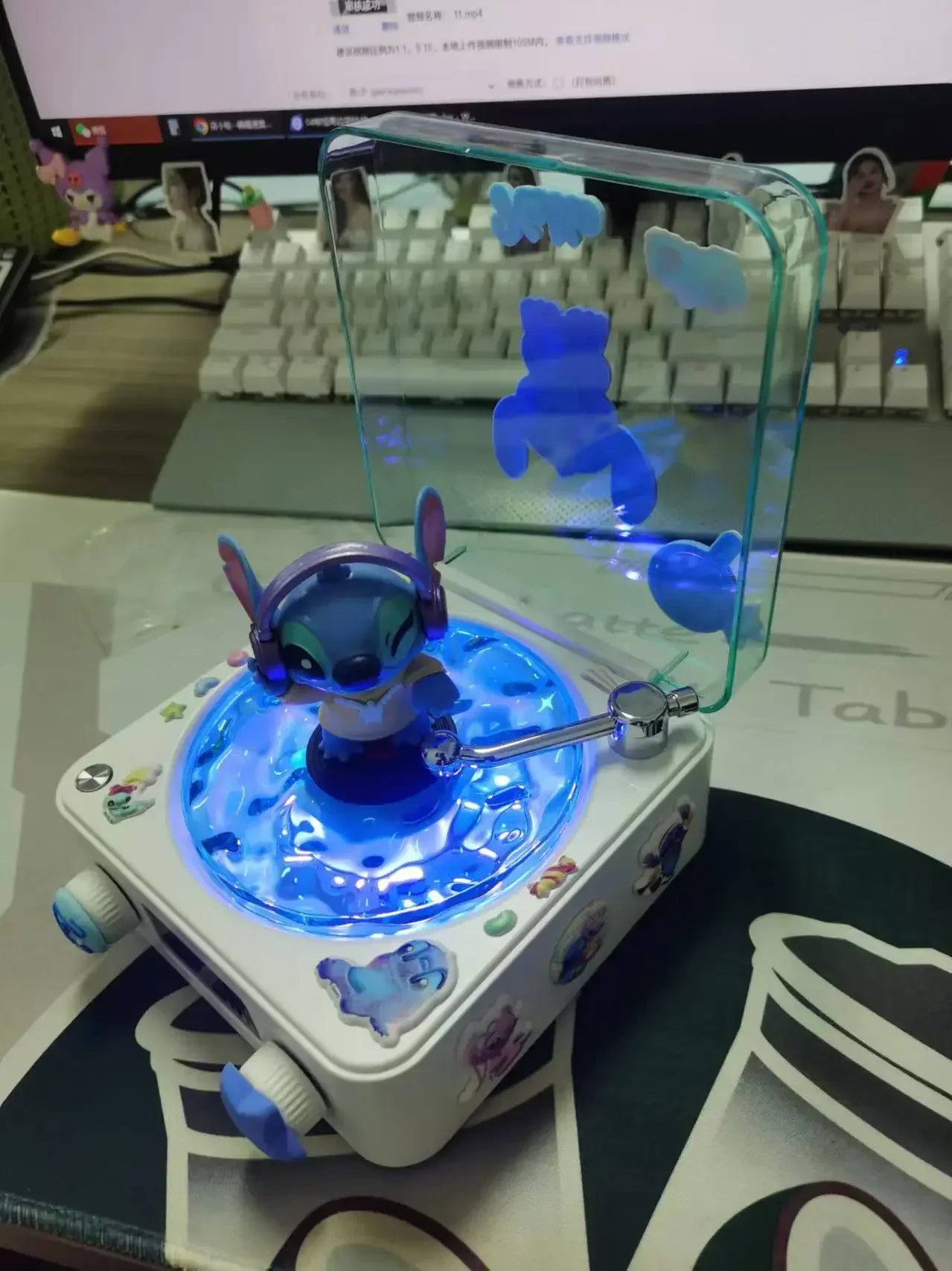 Lilo and Stitch  Hello Kitty Bluetooth Speaker Kawaii Anime Accessories Portable RGB Light Desktop Decoration Girls Holiday Gift
