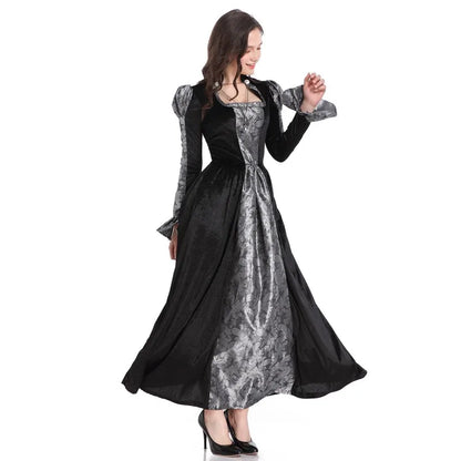 Halloween Jour des Morts Sexy Européen Médiéval Rétro Cour Gothique Reine du Poison Maléfique Vampire Costume Carnaval Fête Diable Sorcière