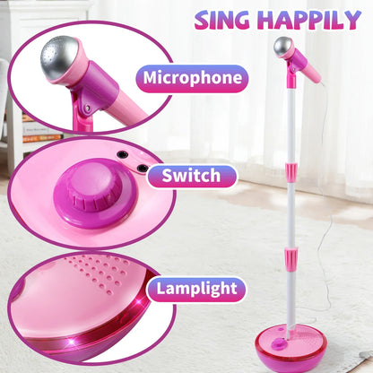 Kids Karaoke Machine with Microphone and Adjustable Stand, Rhythm lighting for Fun Musical Effects, Christmas/Halloween/New Year