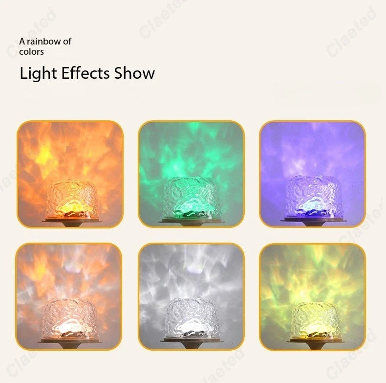 Lampe de chevet LED haute sur pied, effet vague d'eau, atmosphère romantique, cadeau pour couple, veilleuse de projection d'intérieur pour chambre à coucher