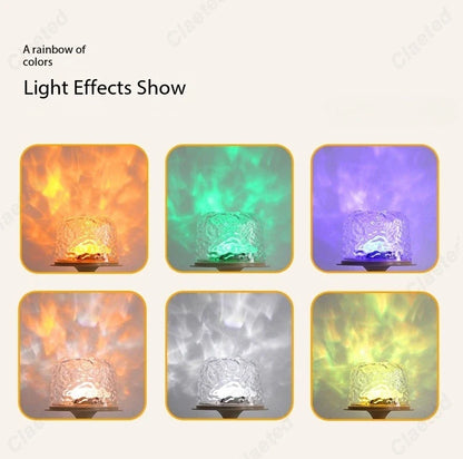 Lampe de chevet LED haute sur pied, effet vague d'eau, atmosphère romantique, cadeau pour couple, veilleuse de projection d'intérieur pour chambre à coucher